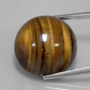 Tiger's eye marrom natural 38,62ct, corte redondo, opaco