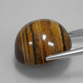 Tiger's eye marrom natural 38,62ct, corte redondo, opaco