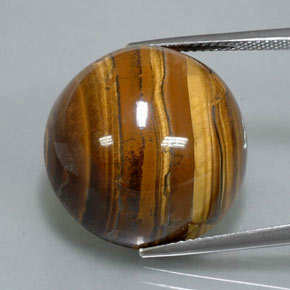 Tiger's eye marrom natural 38,37ct, corte redondo, opaco