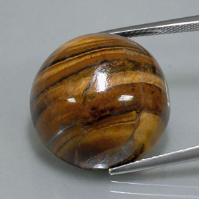 Tiger's eye marrom natural 39,32ct, corte redondo, opaco