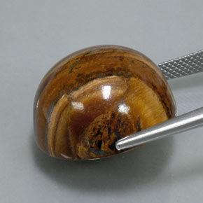 Tiger's eye marrom natural 39,32ct, corte redondo, opaco