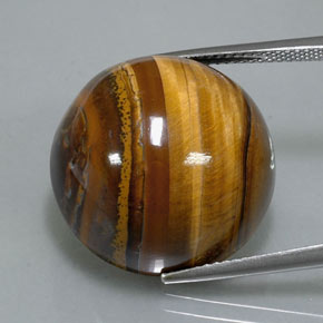 Tiger's eye marrom natural 37,12ct, corte redondo, opaco