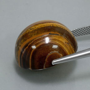 Tiger's eye marrom natural 37,72ct, corte redondo, opaco