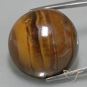 37.62ct Natural Marrom Quente Olho de Tigre, Redondo, Opaco
