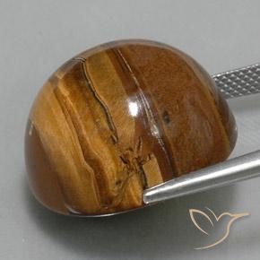 Olho de Tigre Marrom Quente Natural 37.62ct, Redondo, Opaco