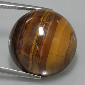 Tiger's eye marrom natural 36,89ct, corte redondo, opaco