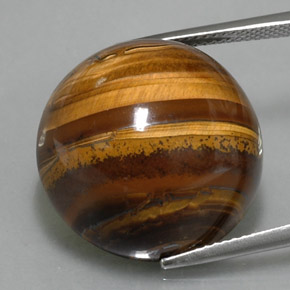 Tiger's eye marrom natural 36,33ct, corte redondo, opaco