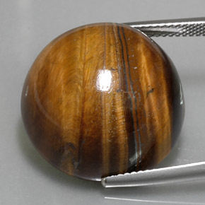 Tiger's eye marrom natural 36,96ct, corte redondo, opaco