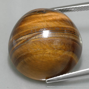 Tiger's eye marrom natural 37,11ct, corte redondo, opaco