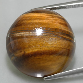 Olho de Tigre Dourado Marrom Natural 37.73ct, Corte Redondo, Opaco