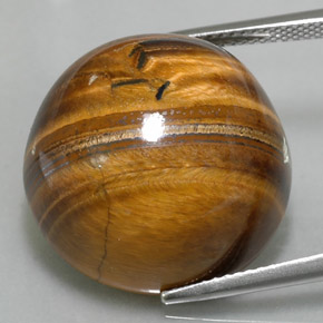 Tiger's eye marrom natural 37,40ct, corte redondo, opaco