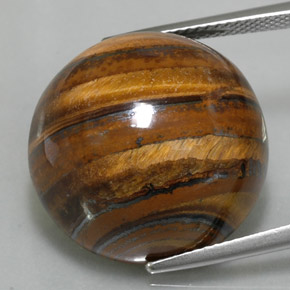 Tiger's eye marrom natural 39,11ct, corte redondo, opaco