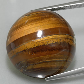 Tiger's eye marrom natural 35,88ct, corte redondo, opaco
