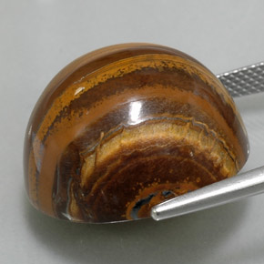 Tiger's eye marrom natural 35,88ct, corte redondo, opaco