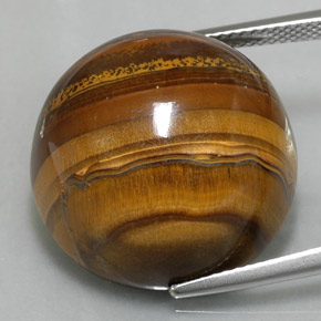 Tiger's eye marrom natural 37,23ct, corte redondo, opaco