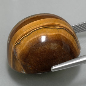 Tiger's eye marrom natural 37,23ct, corte redondo, opaco
