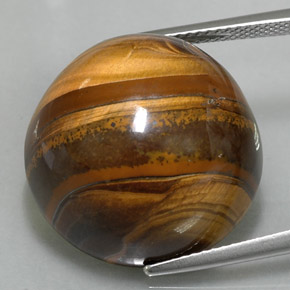 Tiger's eye marrom natural 36,02ct, corte redondo, opaco