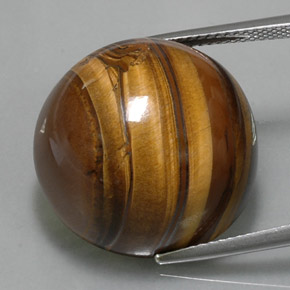 Tiger's eye marrom natural 38,33ct, corte redondo, opaco