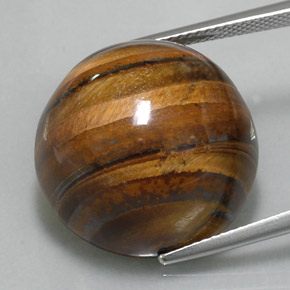 Tiger's eye marrom natural 36,56ct, corte redondo, opaco