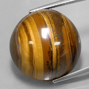 Tiger's eye marrom natural 37,72ct, corte redondo, opaco