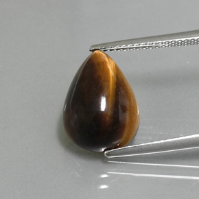 Tiger's eye marrom natural 5,67ct, formato de pêra, opaco