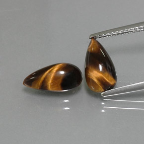 Pedras preciosas de Olho de Tigre Dourado Marrom natural de  ct, Formato de pêra, Opaco