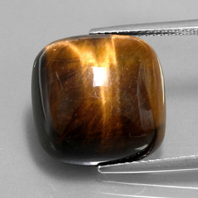 Tiger's eye marrom natural 13,38ct, almofada cortada, opaco