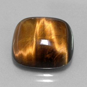 Tiger's eye marrom natural 13,38ct, almofada cortada, opaco