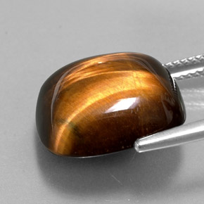 Tiger's eye marrom natural 13,38ct, almofada cortada, opaco