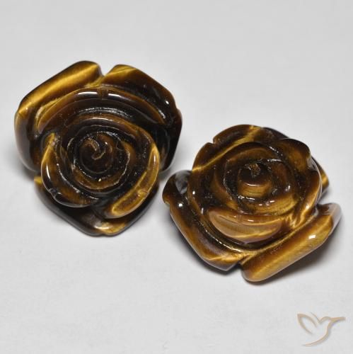 Pedras preciosas de tiger's eye marrom natural de 25,60 ct, corte flor, opaco