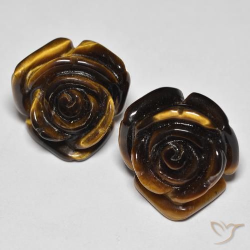 Pedras preciosas de tiger's eye marrom natural de 25,60 ct, corte flor, opaco