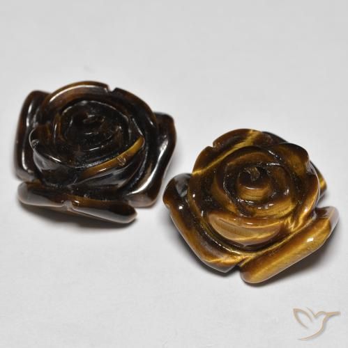Pedras preciosas de tiger's eye marrom natural de 25,60 ct, corte flor, opaco
