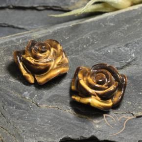 Pedras preciosas de Olho de Tigre Castanho Médio-Claro natural de 24.29 ct, Flor cortada, Opaco