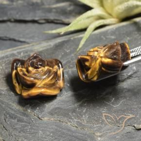 Pedras preciosas de Olho de Tigre Castanho Médio-Claro natural de 24.29 ct, Flor cortada, Opaco