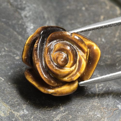 Tiger's eye marrom natural 10,21ct, corte flor, opaco