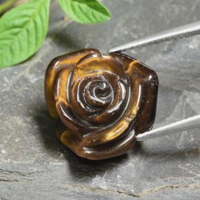 Tiger's eye marrom natural 12,56ct, corte flor, opaco