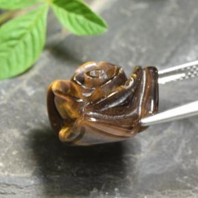 Tiger's eye marrom natural 12,56ct, corte flor, opaco