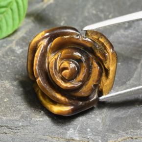 Tiger's eye marrom natural 10,74ct, corte flor, opaco