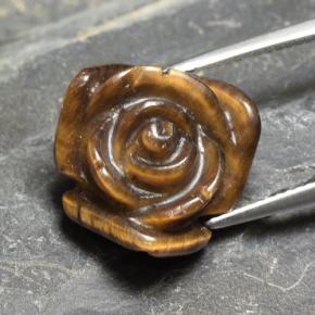 Tiger's eye marrom natural 12,09ct, corte flor, opaco