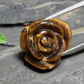 Tiger's eye marrom natural 10,88ct, corte flor, opaco