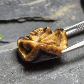 Tiger's eye marrom natural 10,88ct, corte flor, opaco
