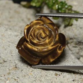 Tiger's eye marrom natural 11,39ct, corte flor, opaco