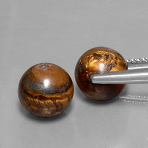 Pedras preciosas de tiger's eye marrom natural de  ct, esfera / bola, opaco