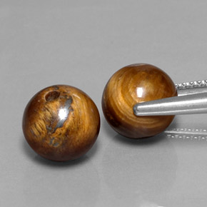 Pedras preciosas de tiger's eye marrom natural de  ct, esfera / bola, opaco