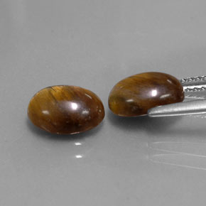 Pedras preciosas de olho de tigre marrom natural de  ct, corte oval, opaco