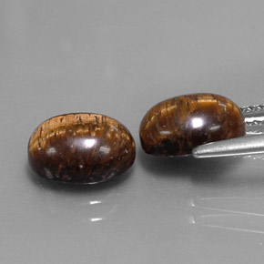 Pedras preciosas de tiger's eye marrom natural de  ct, corte oval, opaco