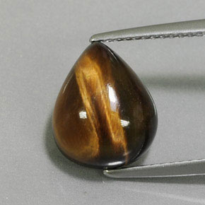 Tiger's eye marrom natural 4,38ct, formato de pêra, opaco