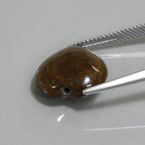 Olho de Tigre Dourado Marrom Natural 8.40ct, Formato de coração, Opaco