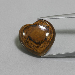 Tiger's eye marrom natural 8,46ct, formato de coração, opaco