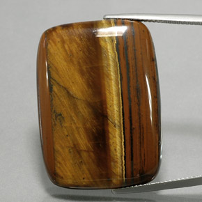 Olho de Tigre Dourado Marrom Natural 47.03ct, Almofada cortada, Opaco